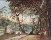 unknow artist A wooded landscape with a beggar kneeling before a cardinal oil painting artist